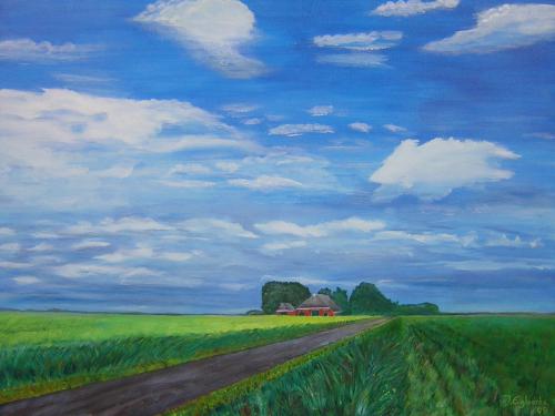 De polder bij Lauwerzijl - 2002 - olieverf schilderij